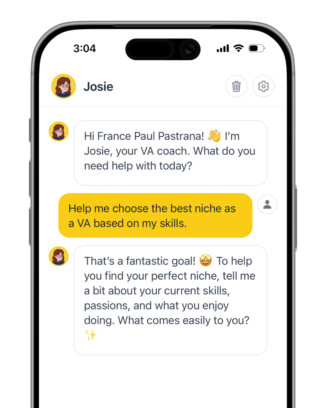 Personalized coaching from Josie